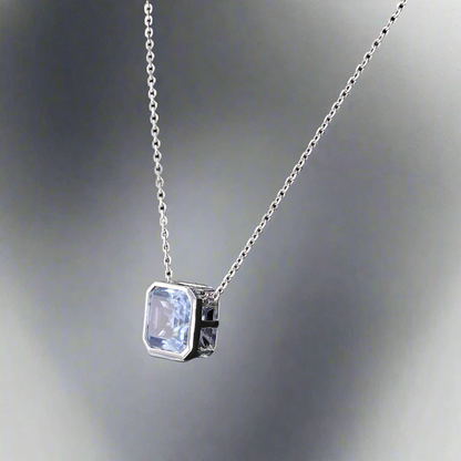Royal Blue Moissanite Asscher Cut 9X9mm Necklace shop name