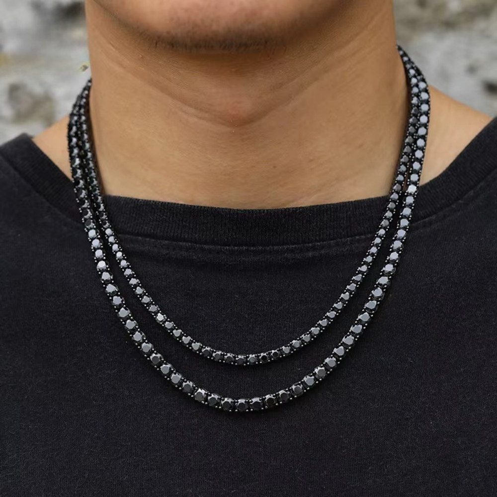 Midnight Black Unisex Moissanite Diamond Tennis Chain:
Available in Bracelets and Necklaces D/VVS