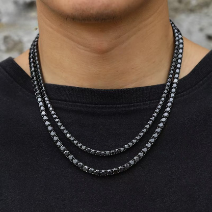 Midnight Black Unisex Moissanite Diamond Tennis Chain:
Available in Bracelets and Necklaces D/VVS