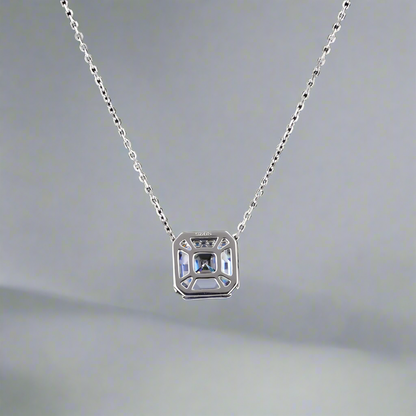 Royal Blue Moissanite Asscher Cut 9X9mm Necklace shop name