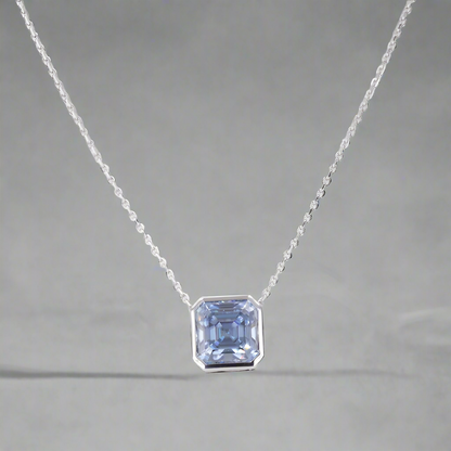 Royal Blue Moissanite Asscher Cut 9X9mm Necklace shop name