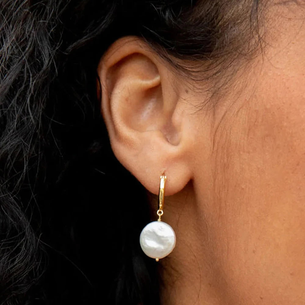 Trendy Timeless Keishi Button Pearl Hoops shop name