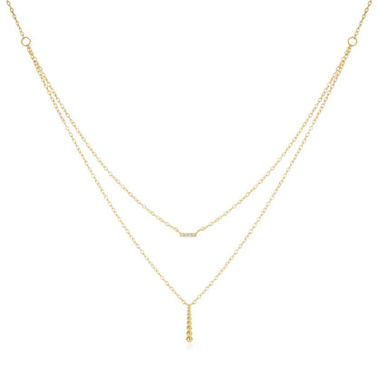 925 sterling silver simple geometric water drop zircon hoop cross charm women double layer stacking clavicle necklace shop name