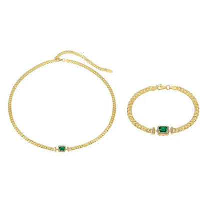 Classic Emerald Chunky Cuban Chain Set shop name