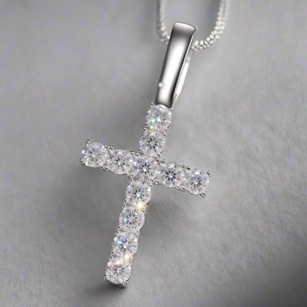 Fine Cross Pendant Moissanite VVS D shop name