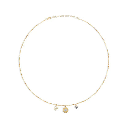 925 Silver Women Jewelry Gold Plated 14K Fatima Evil Eye Hamsa Hand Charm Necklace shop name