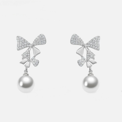 Double Bow Pearl Drop Earrings shop name