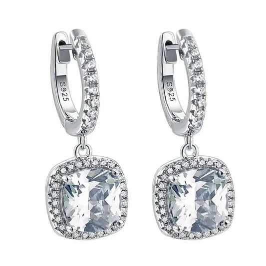Antique Lux Large Square Crystal Drop Hoop Earrings 337 Lumeni Jewellery