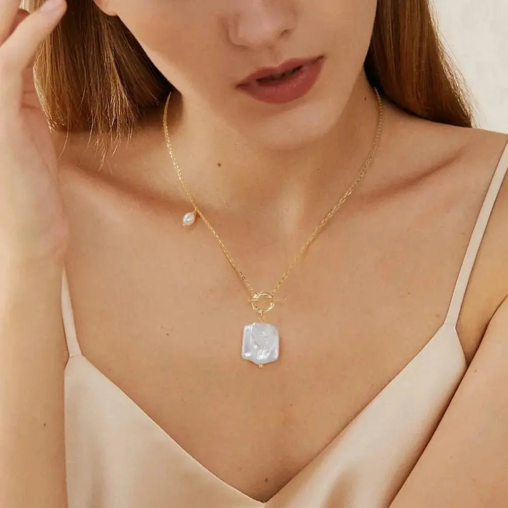 Baroque Freshwater Unique Square Necklace Lumeni Jewellery