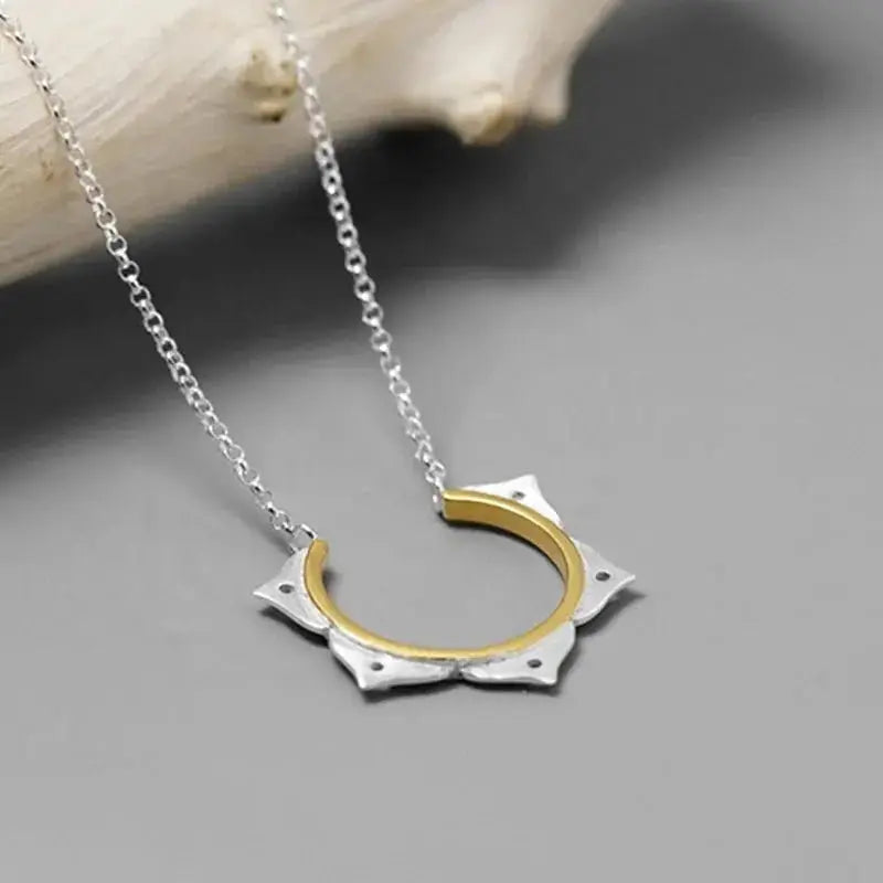 Boho Lotus Silver and Gold HandMade Necklace shop name