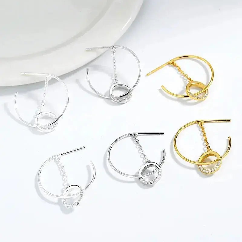 Circle tassel geometric C-shaped Niche design earrings shop name