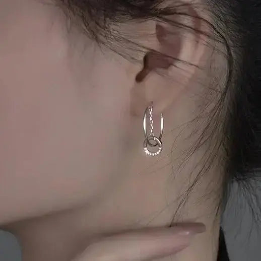 Circle tassel geometric C-shaped Niche design earrings shop name