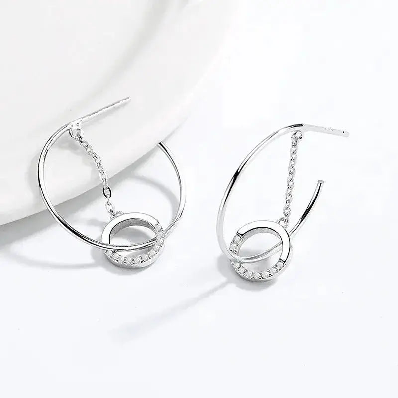 Circle tassel geometric C-shaped Niche design earrings shop name