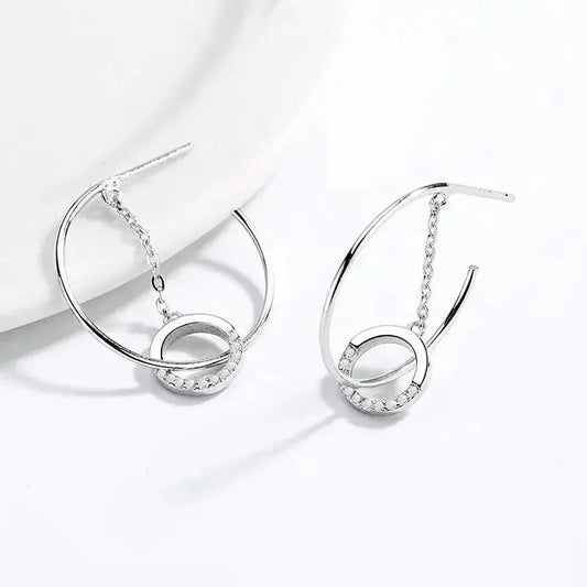 Circle tassel geometric C-shaped Niche design earrings shop name