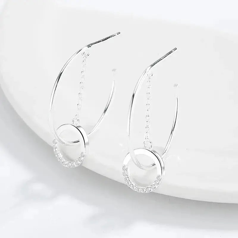 Circle tassel geometric C-shaped Niche design earrings shop name