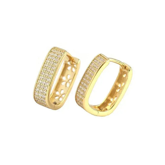 Classy U Shape Diamond Frost Hoop Earrings Lumeni Jewellery