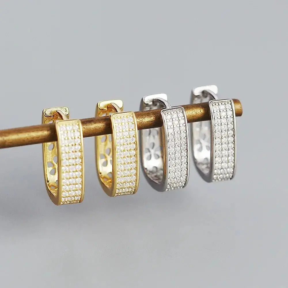 Classy U Shape Diamond Frost Hoop Earrings Lumeni Jewellery