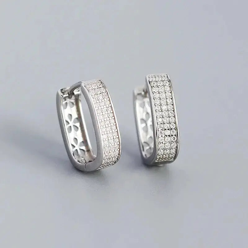 Classy U Shape Diamond Frost Hoop Earrings Lumeni Jewellery