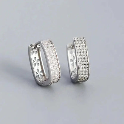 Classy U Shape Diamond Frost Hoop Earrings Lumeni Jewellery