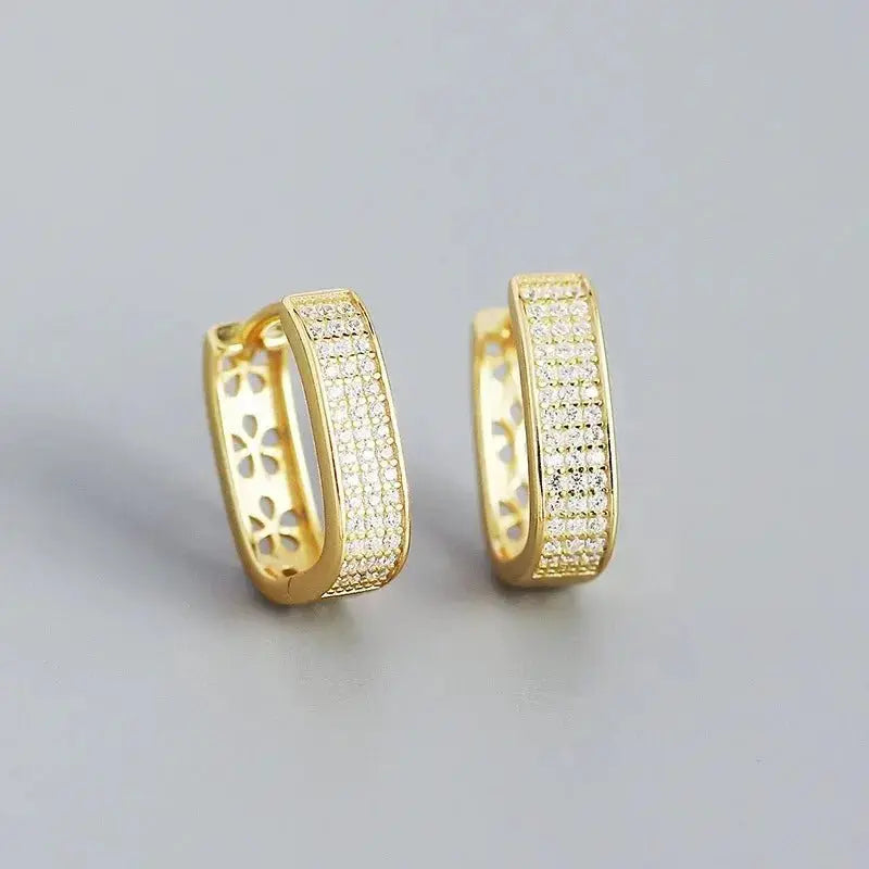 Classy U Shape Diamond Frost Hoop Earrings Lumeni Jewellery