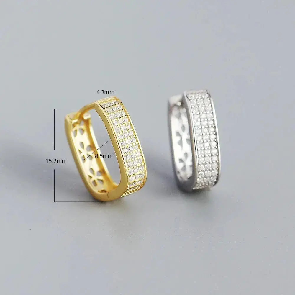 Classy U Shape Diamond Frost Hoop Earrings Lumeni Jewellery
