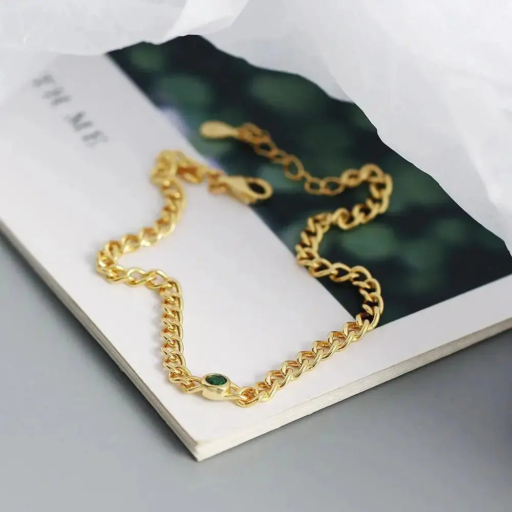 Cuban Chain Emerald Accent Bracelet shop name