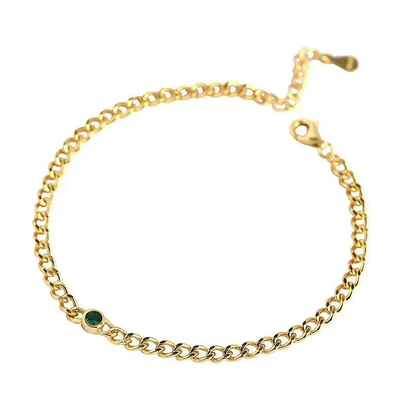 Cuban Chain Emerald Accent Bracelet shop name