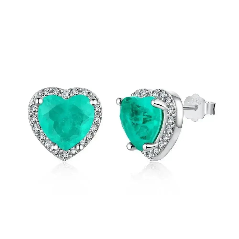 Elegant Paraiba Emerald Heart Stud Earrings Women 337 Lumeni Jewellery