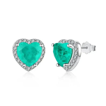 Elegant Paraiba Emerald Heart Stud Earrings Women 337 Lumeni Jewellery