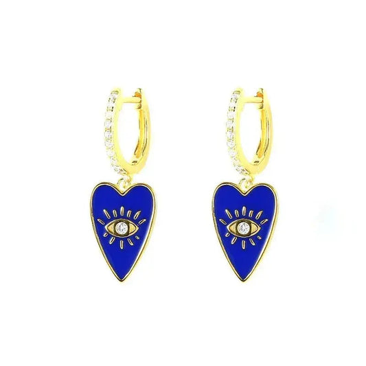 Enamel Funky Heart Drop Hoop Earrings shop name