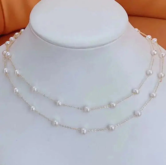 Explosive Gypsophila Sweater Chain 80CM Length 4-5MM High Quality Freshwater Pearl Necklace pearl sweater chain shop name