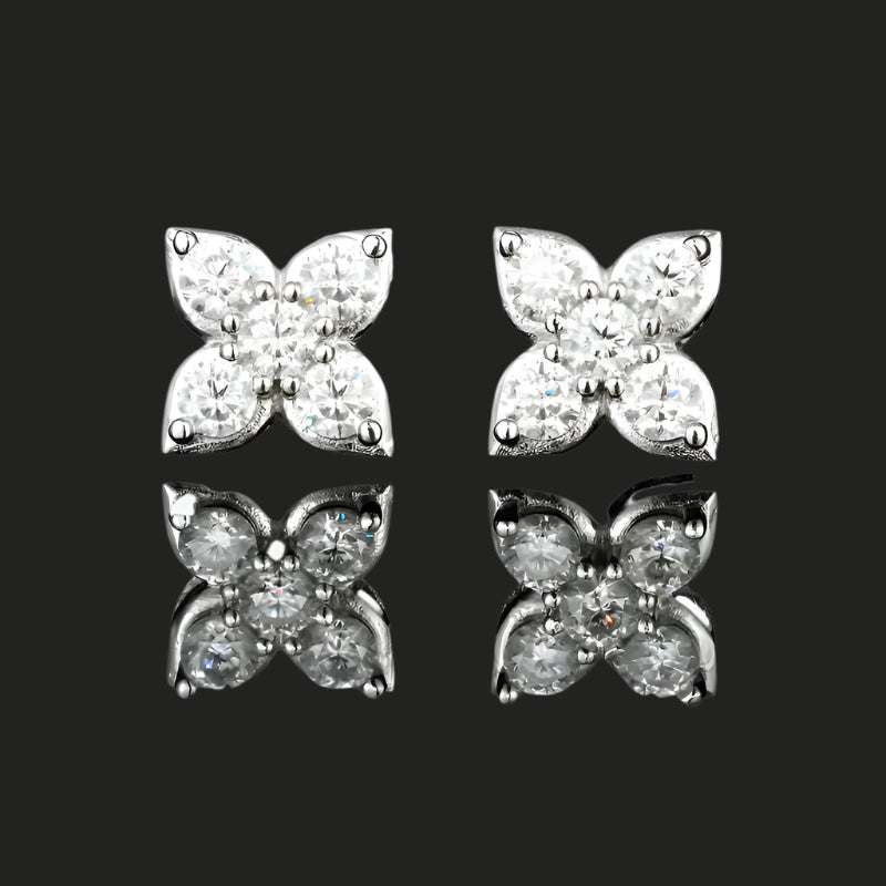 Four Leaf Clover Moissanite Stud Earrings