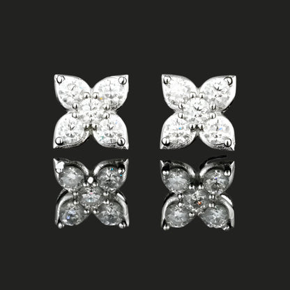 Four Leaf Clover Moissanite Stud Earrings
