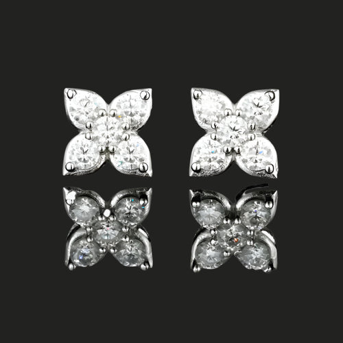 Four Leaf Clover Moissanite Stud Earrings