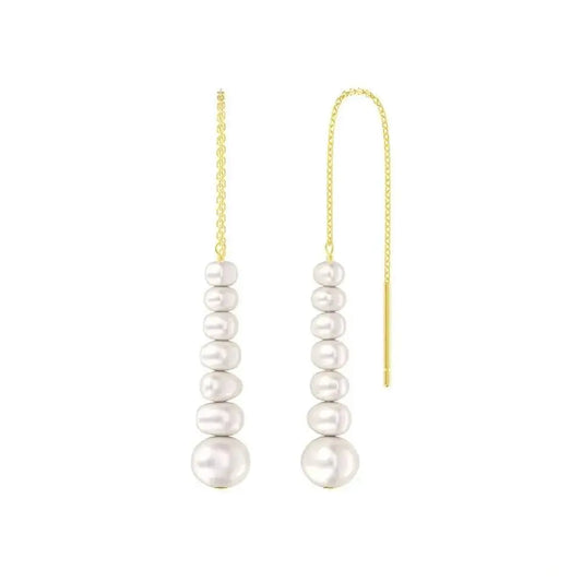 Gold Pearl Drop Tower Tassel Earrings 337 Lumeni Jewellery