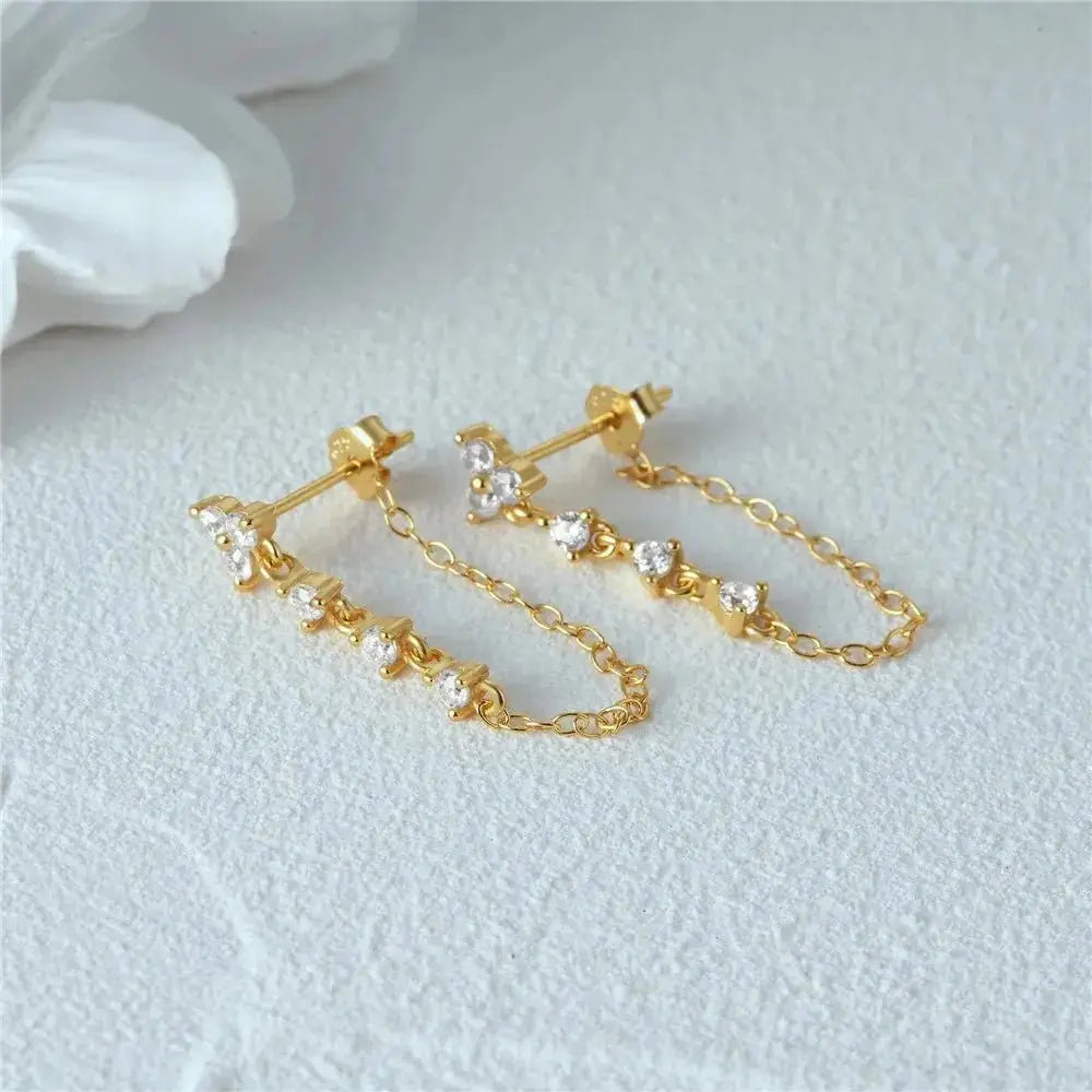 Gold Tassel Princess Trendy Stud Earrings Lumeni Jewellery