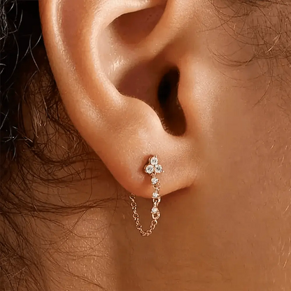 Gold Tassel Princess Trendy Stud Earrings Lumeni Jewellery