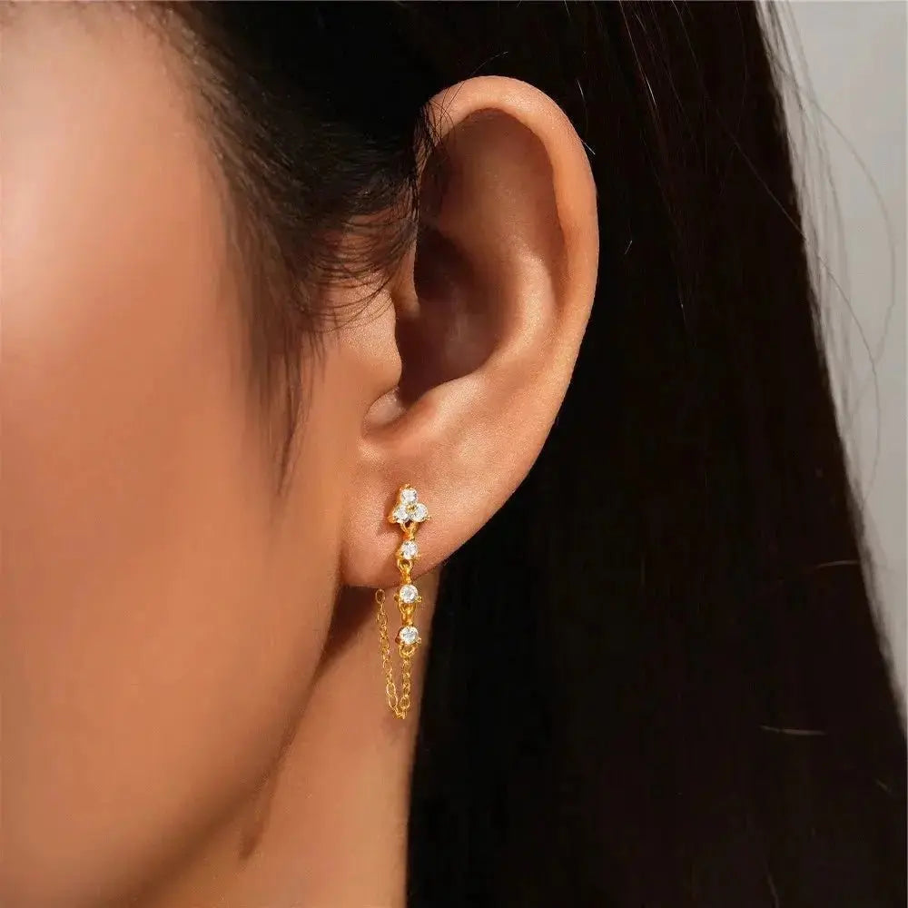 Gold Tassel Princess Trendy Stud Earrings Lumeni Jewellery