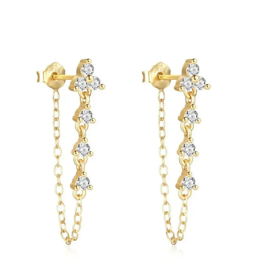 Gold Tassel Princess Trendy Stud Earrings Lumeni Jewellery
