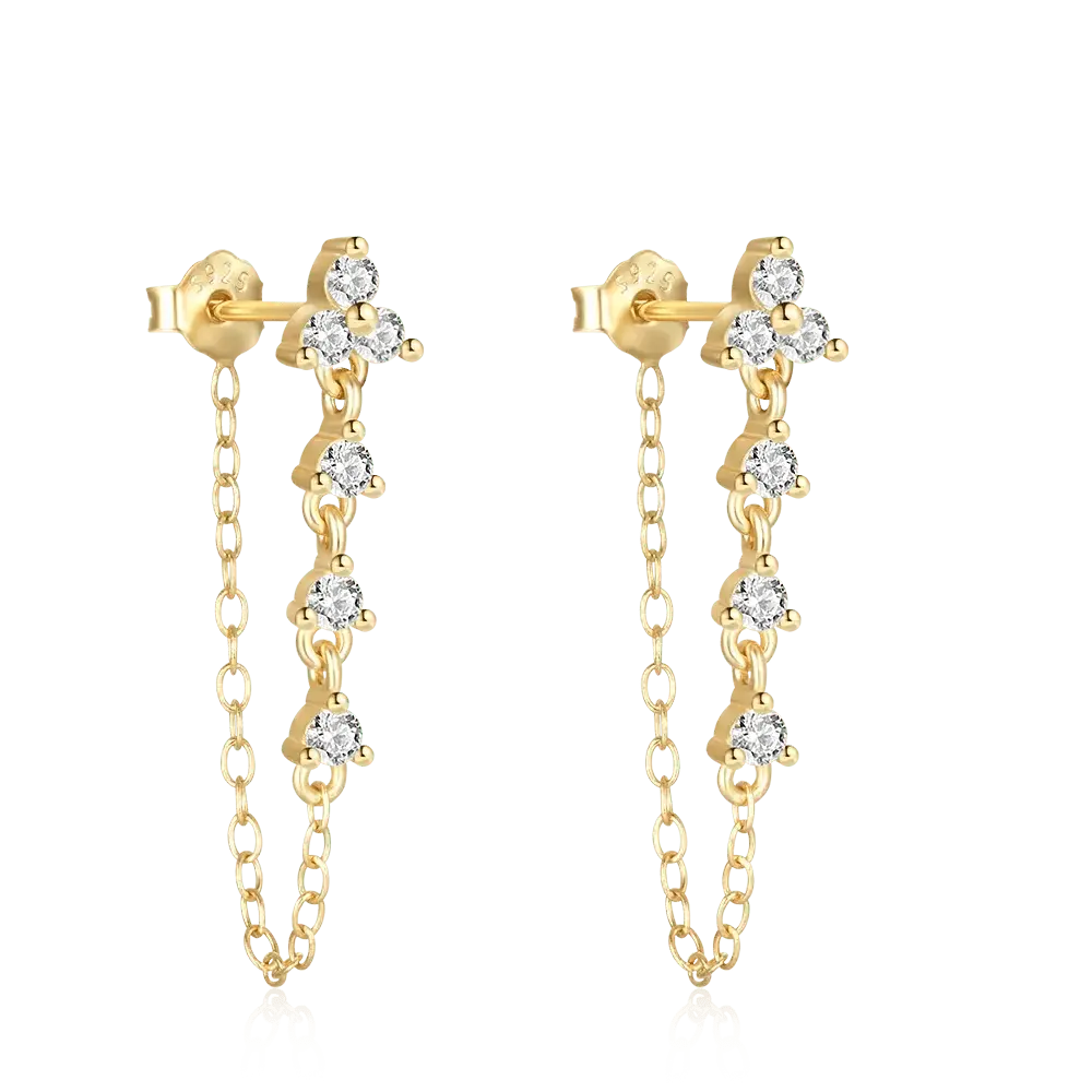 Gold Tassel Princess Trendy Stud Earrings Lumeni Jewellery