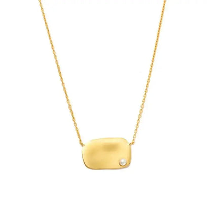 Hammered Square or Round Pendant with Pearl Necklace shop name