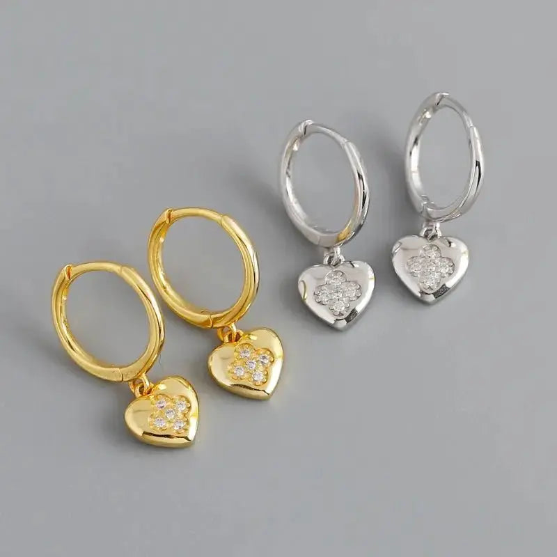 Heart Charm Delicate Hoop Earrings