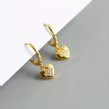 Heart Charm Delicate Hoop Earrings