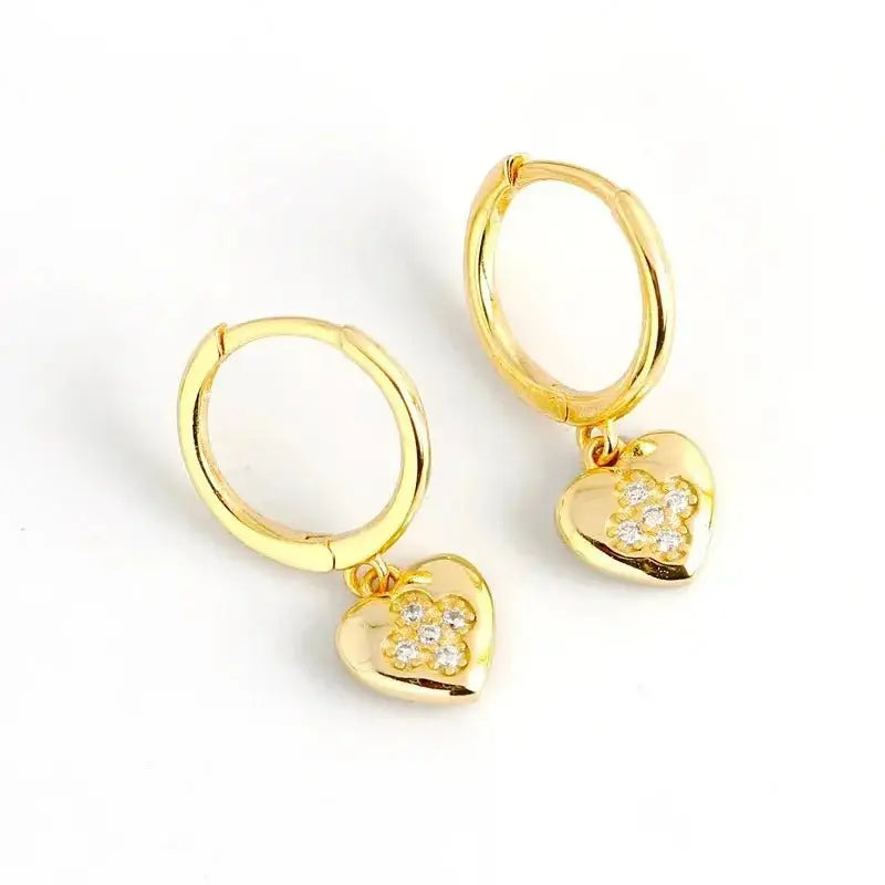 Heart Charm Delicate Hoop Earrings