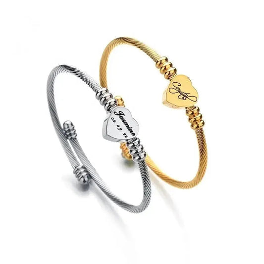 Heart Engrave Bangle Bracelet shop name
