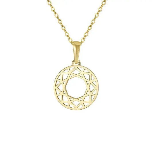 Hollow Geometric Circular Pendant and Chain Necklace shop name