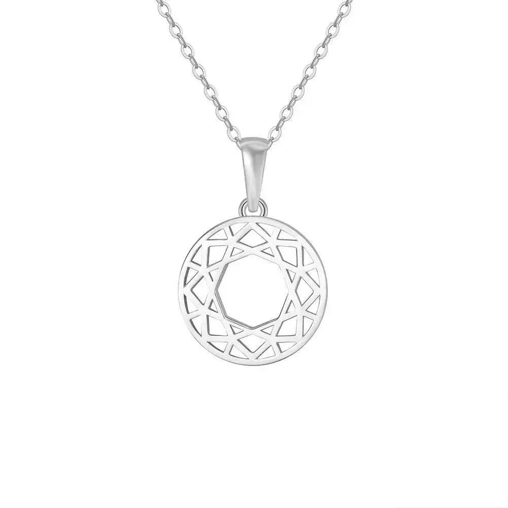 Hollow Geometric Circular Pendant and Chain Necklace shop name