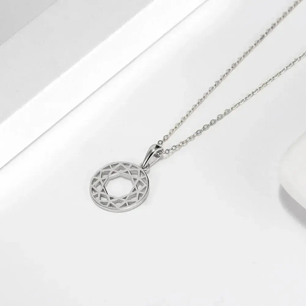 Hollow Geometric Circular Pendant and Chain Necklace shop name