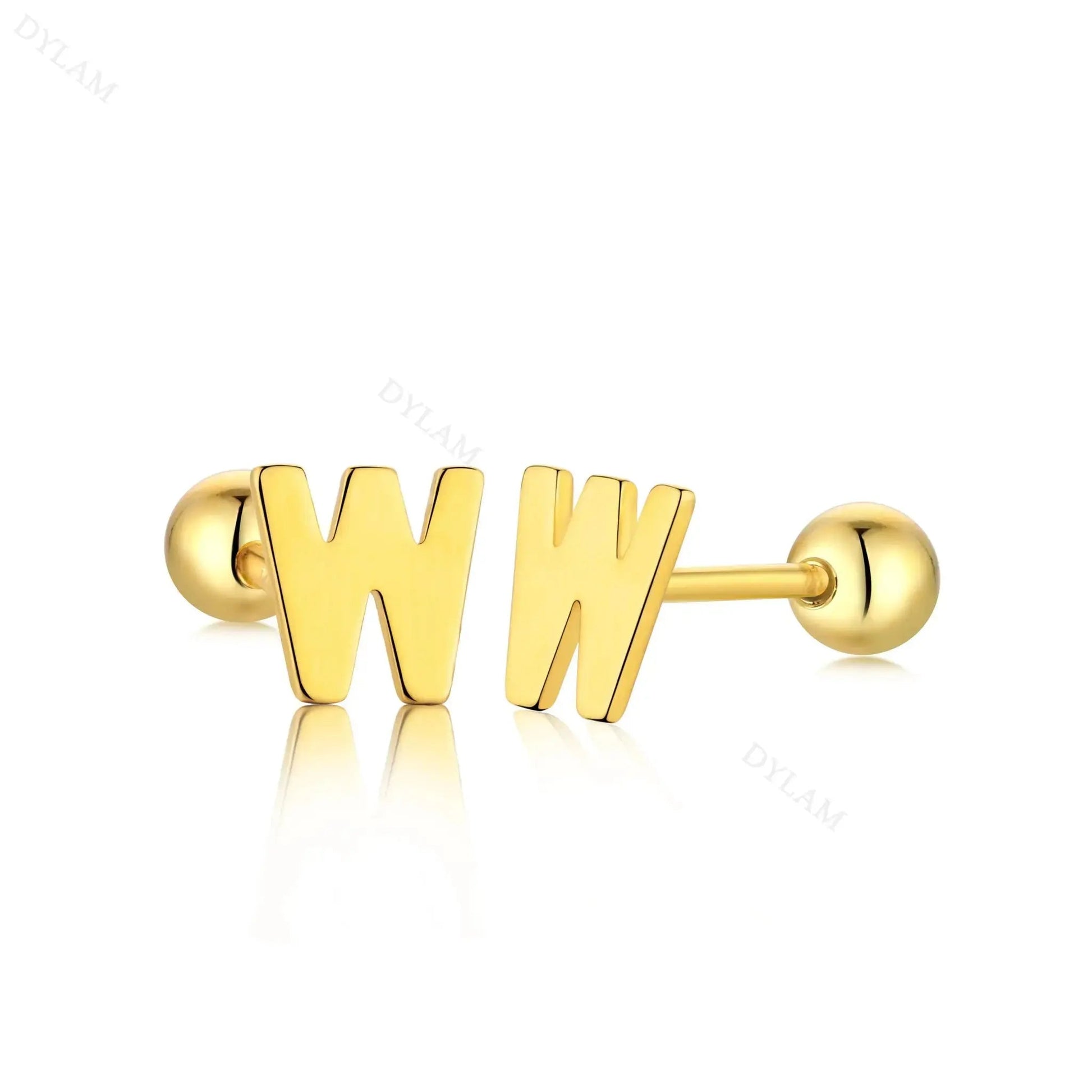 Letter Screw on Stud Earrings shop name