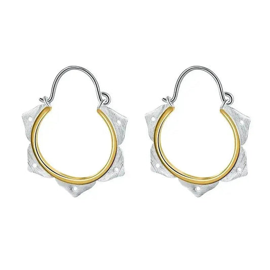Lotus Fun Real 925 Sterling Silver Fine Jewelry Minimalist Lotus Flower Hoop earring Lumeni Jewellery